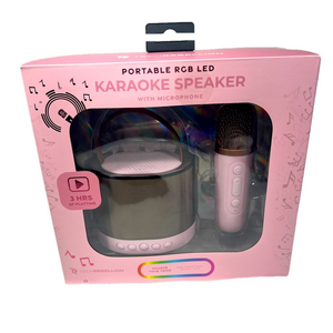 Kids Toy LED voice changer Karaoke Speaker wireless Mic Pink RGB LED